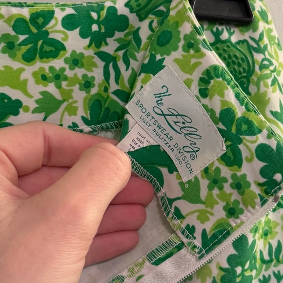 Vintage 1970s “The Lilly” Lilly Pulitzer Mini Skirt Green White Lions Owls - Picture 6 of 11